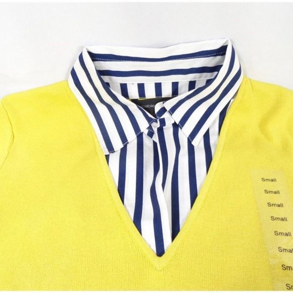 Cable & Gauge Yellow Collared Sweater Size S - Picture 7 of 11